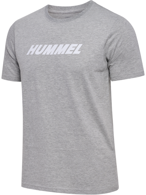 hmlELEMENTAL LOGO COTTON TEE, GREY MELANGE, packshot