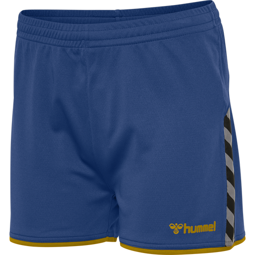 hmlAUTHENTIC POLY SHORTS WOMAN, TRUE BLUE/SPORTS YELLOW, packshot