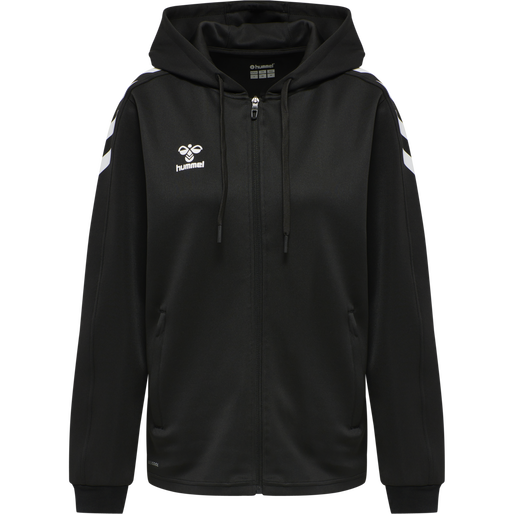 hmlCORE XK POLY ZIP HOOD SWEAT WOMA, BLACK/BLACK, packshot