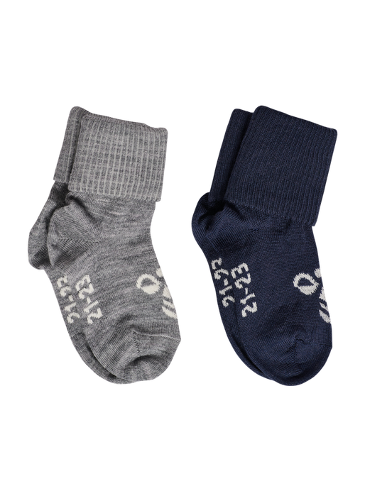 hmlMINI WOOL 2-PACK SOCKS, DRESS BLUES/GREY MELANGE hmlMINI WOOL 2-PACK SOCKS, DRESS BLUES/GREY MELANGE, packshot