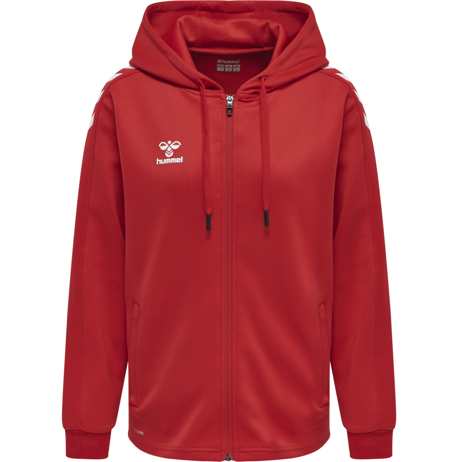 hmlCORE XK POLY ZIP HOOD SWEAT WOMA, TRUE RED, packshot