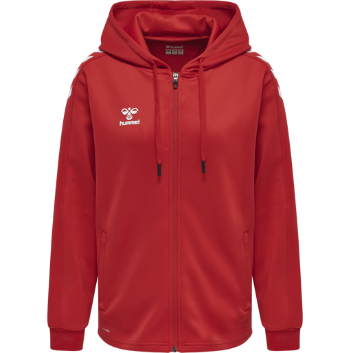 hmlCORE XK POLY ZIP HOOD SWEAT WOMA, TRUE RED, packshot