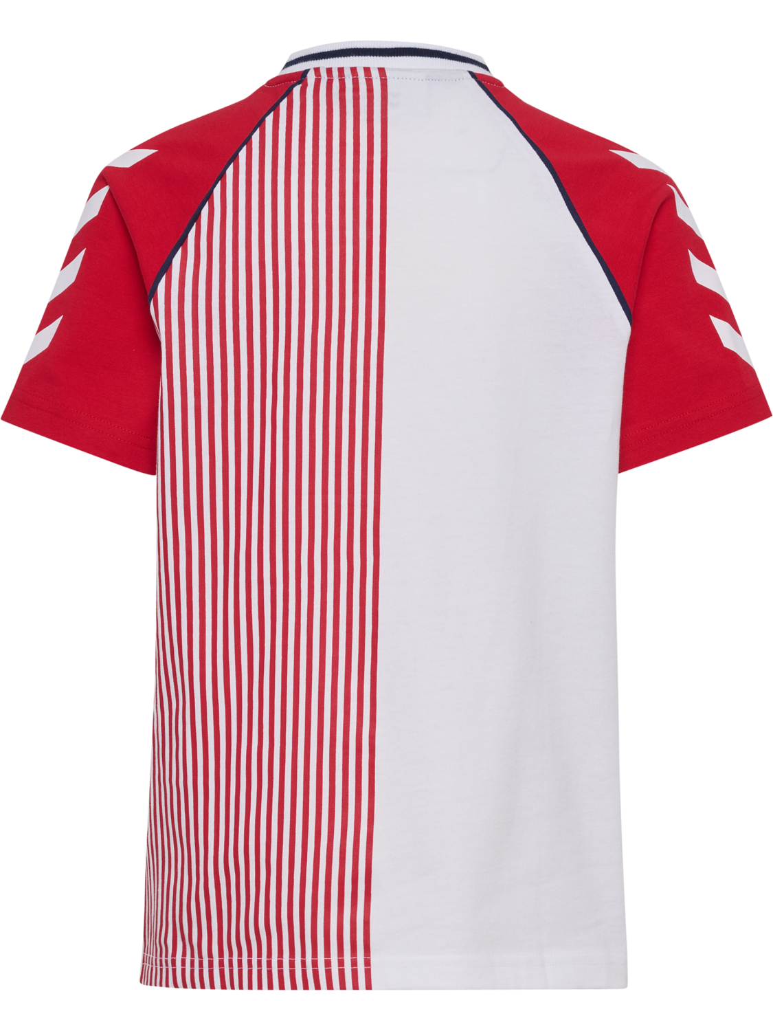 hmlJR REG DBU STRIPY T-SHIRT S/S, TANGO RED, packshot
