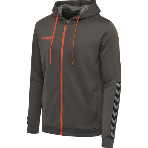 hmlAUTHENTIC KIDS POLY ZIP HOODIE, ASPHALT, packshot