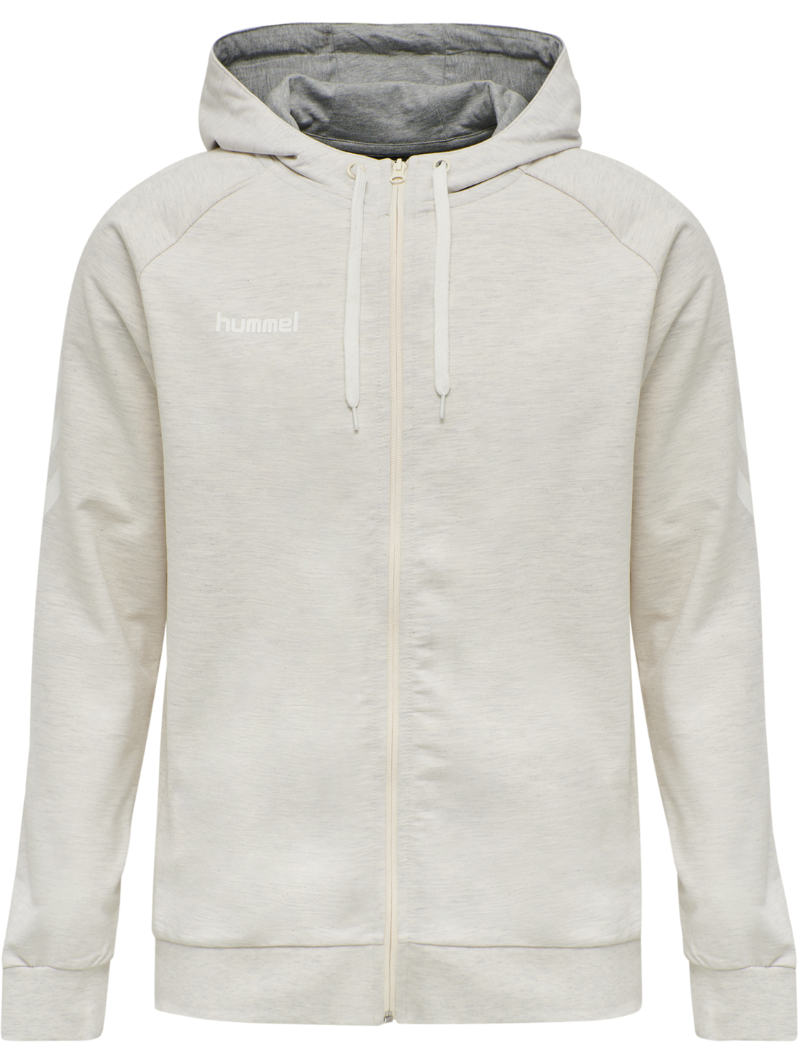 HUMMEL GO COTTON ZIP HOODIE, EGRET MELANGE, packshot