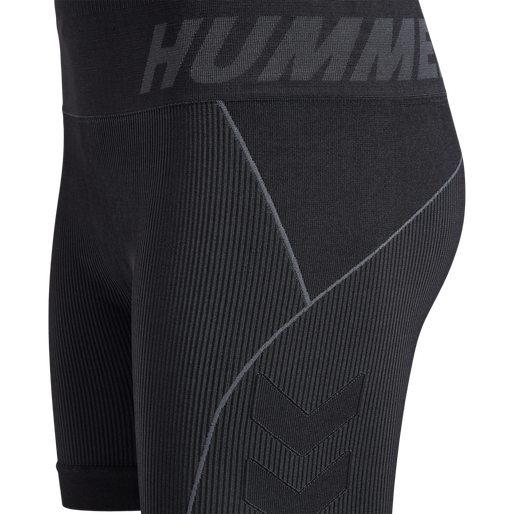 hmlTE CHRISTEL SEAMLESS SHORTS, BLACK/ASPHALT MELANGE, packshot