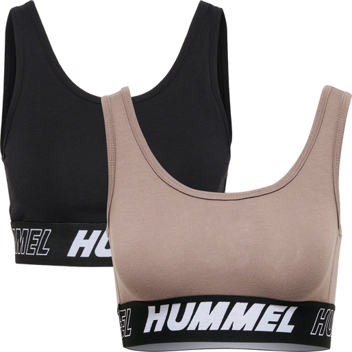hmlTE MAJA 2-PACK COTTON SPORTS TOP, BLACK/DRIFTWOOD, packshot