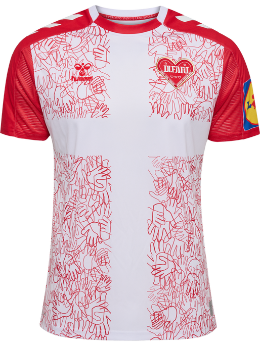 LYKKELIGA 23/24 DK JERSEY S/S, WHITE, packshot