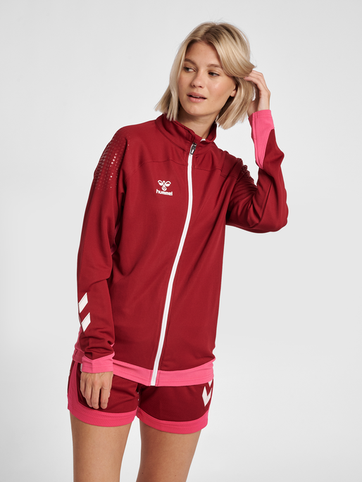 hml LEAD WOMEN POLY ZIP JACKET , BIKING RED, model