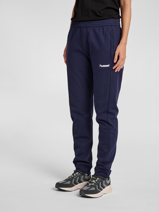 HUMMEL GO COTTON PANTS WOMAN, MARINE, model