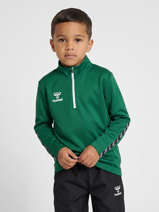 hmlAUTHENTIC KIDS HALF ZIP SWEATSHI, EVERGREEN, model