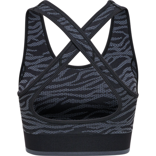 hmlMT SAGA SEAMLESS SPORTS TOP, BLACK/ASPHALT MELANGE, packshot