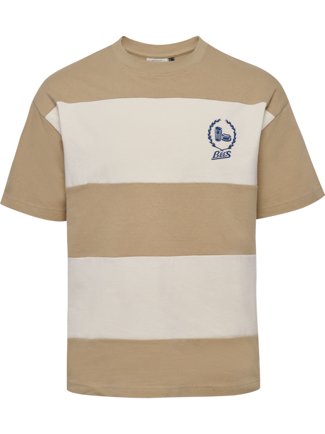 hmlLOOSE T-SHIRT S/S BEES STRIPE, TOFU/CORNSTALK, packshot