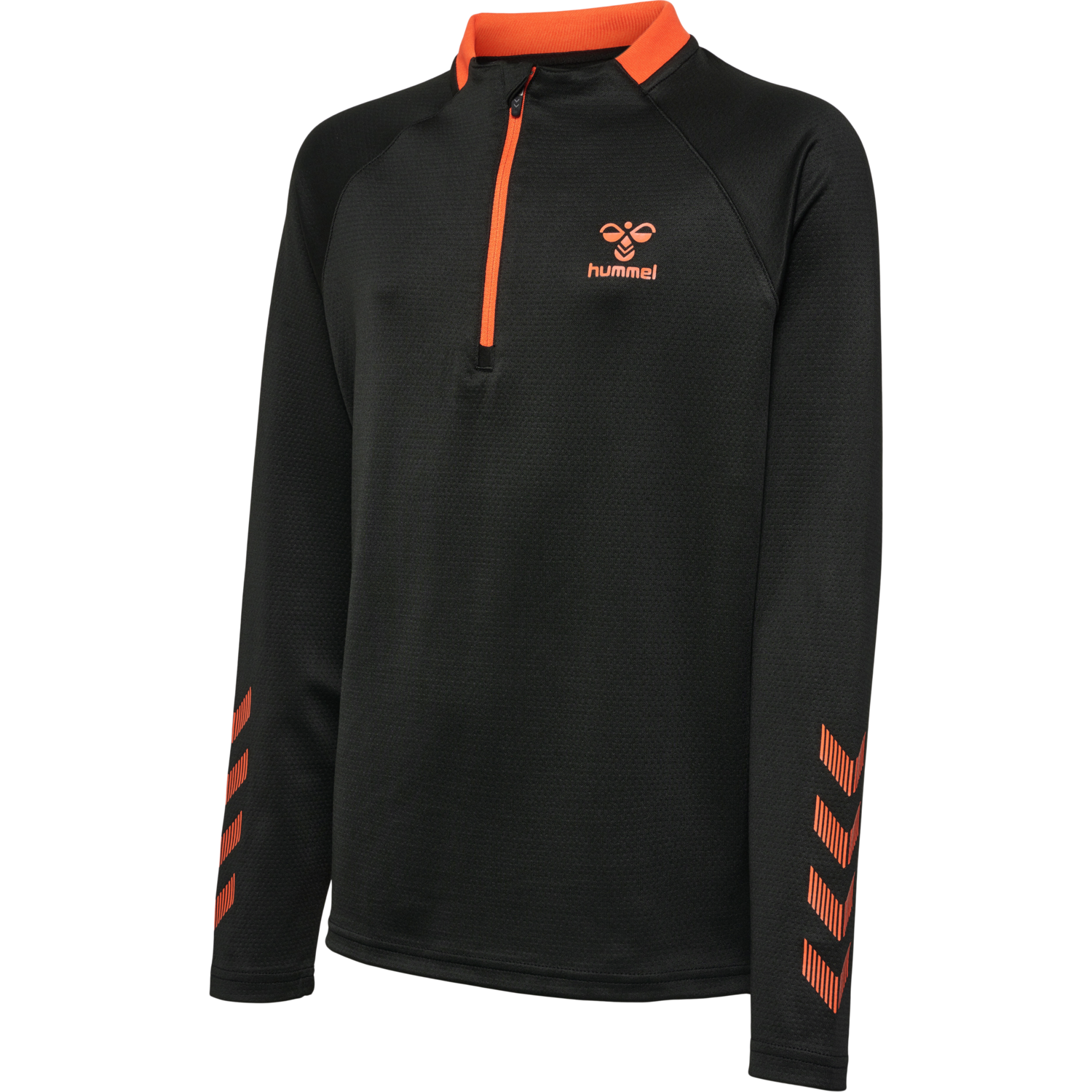 hmlGG12 ACTION HALF ZIP SWEAT KIDS, BLACK/CHERRY TOMATO, packshot