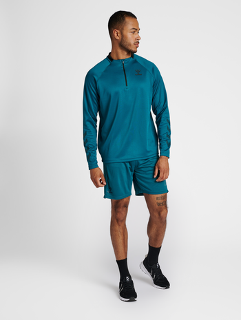 hmlGG12 ACTION HALF ZIP SWEAT, DEEP LAGOON, model