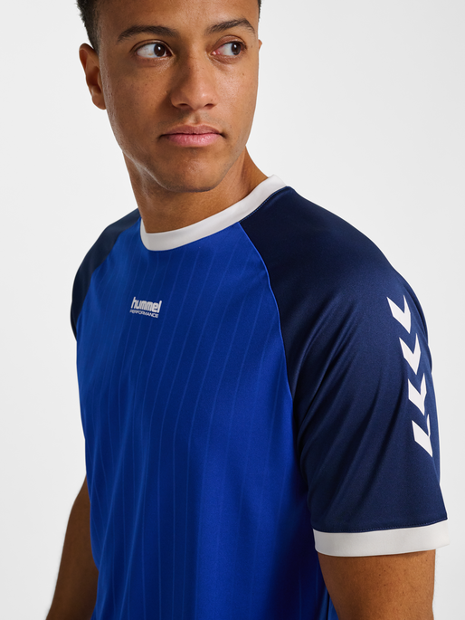 hmlPULSE STRIPE T-SHIRT S/S, SURF THE WEB, model