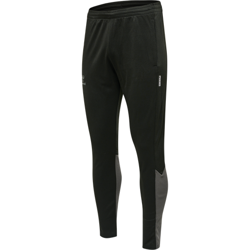 hmlONGRID POLY PANTS, JET BLACK/FORGED IRON, packshot
