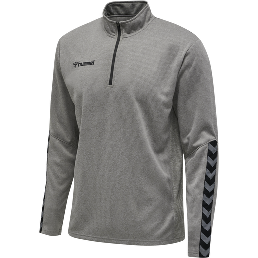 hmlAUTHENTIC HALF ZIP SWEATSHIRT, GREY MELANGE, packshot