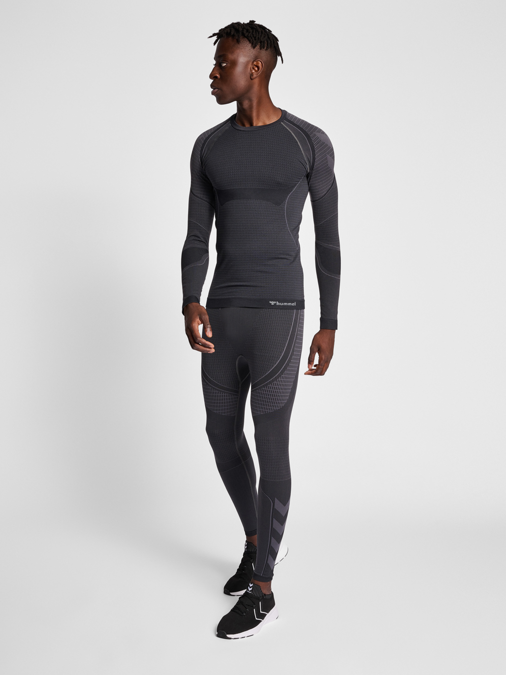 hmlMT OLLI SEAMLESS TIGHTS, BLACK/ASPHALT MELANGE, model