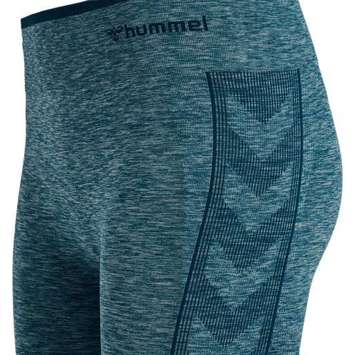hmlMT UNA SEAMLESS MID WAIST TIGHTS, DEEP TEAL MELANGE, packshot
