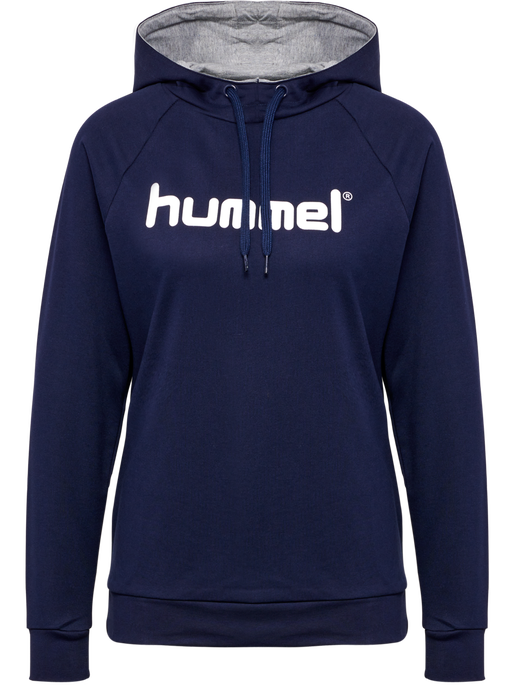 HUMMEL GO COTTON LOGO HOODIE WOMAN, MARINE, packshot