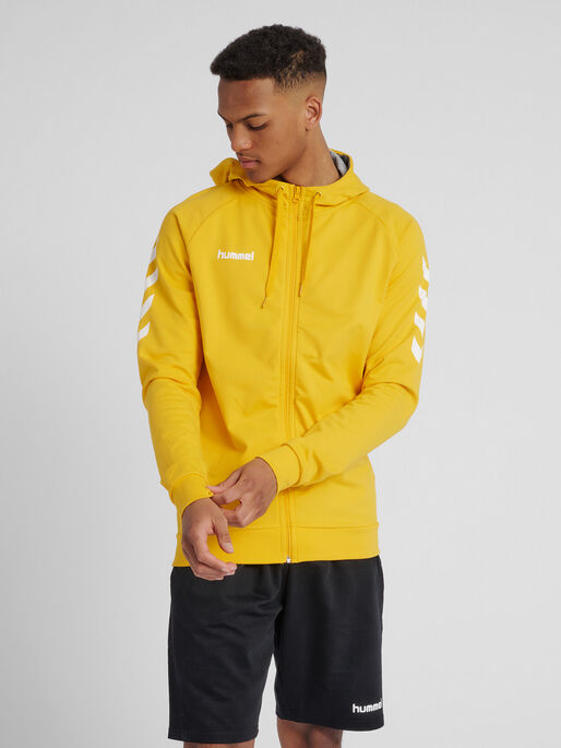 HMLGO COTTON ZIP HOODIE, SPORTS YELLOW, model