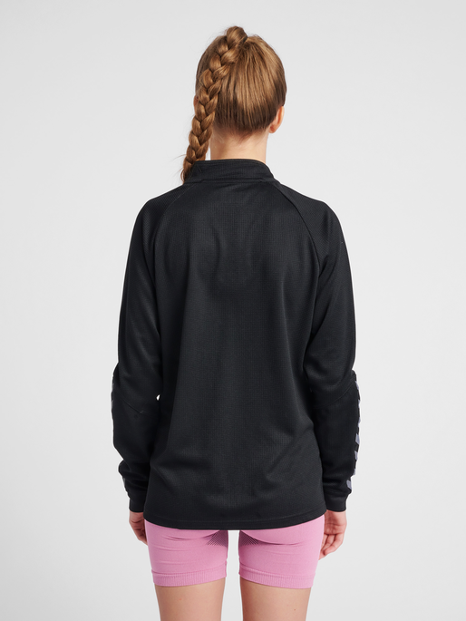 hmlAUTHENTIC HALF ZIP SWEATSHIRT WOMAN, BLACK/WHITE, model