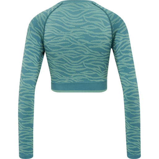 hmlMT SAGA SEAMLESS CROP T-SHIRT LS, NORTH ATLANTIC/BLUE SURF MELANGE, packshot