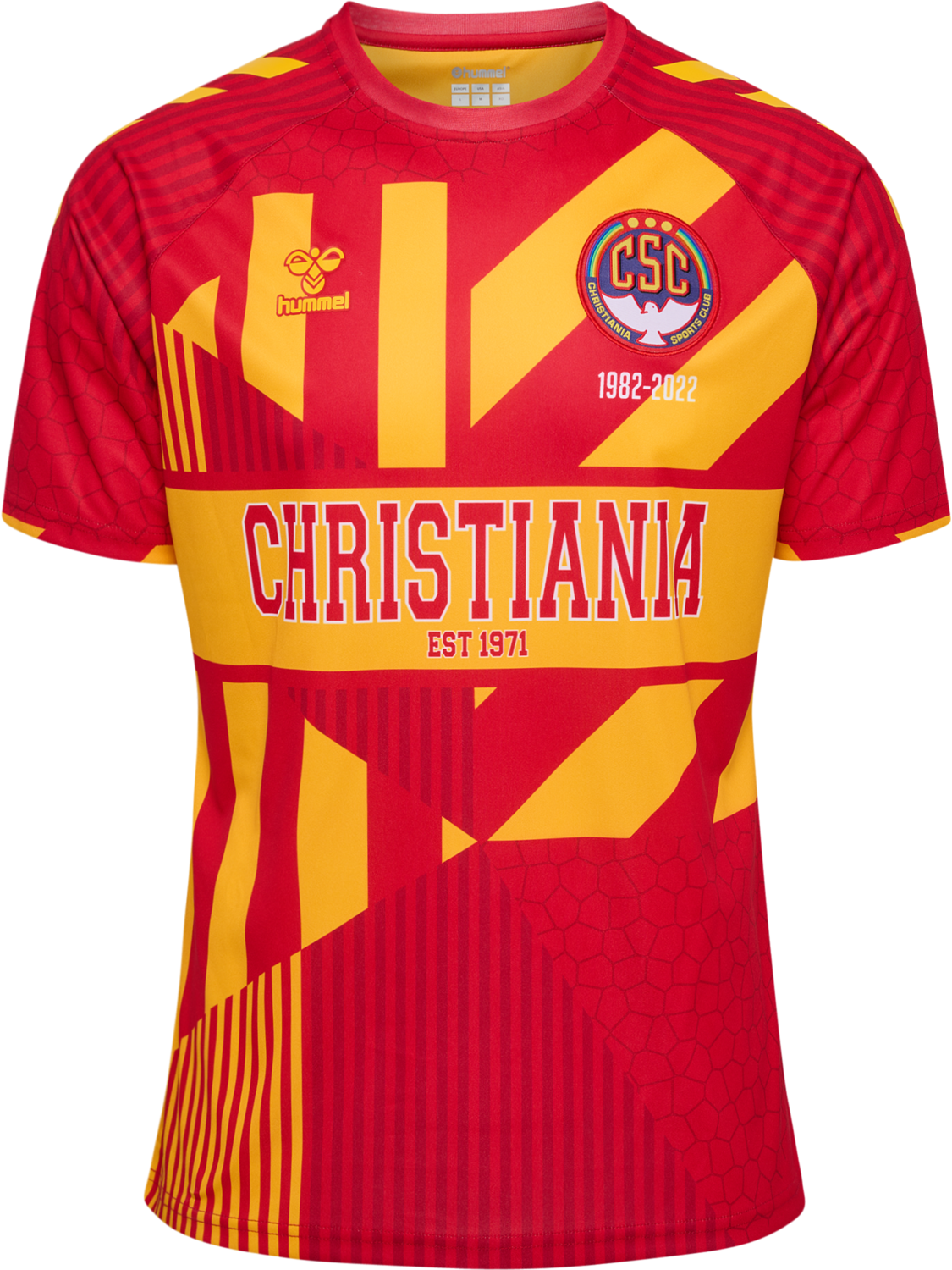 CSC 23/24 ANNIVERSARY JERSEY S/S, TRUE RED/SPORTS YELLOW, packshot