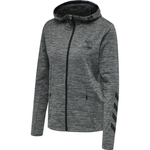 hmlSELBY ZIP HOODIE, DARK GREY MELANGE, packshot