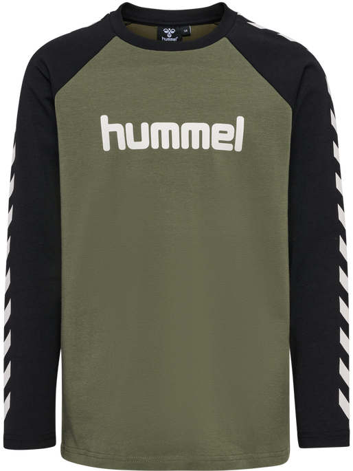 hmlBOYS T-SHIRT L/S, DUSTY OLIVE, packshot