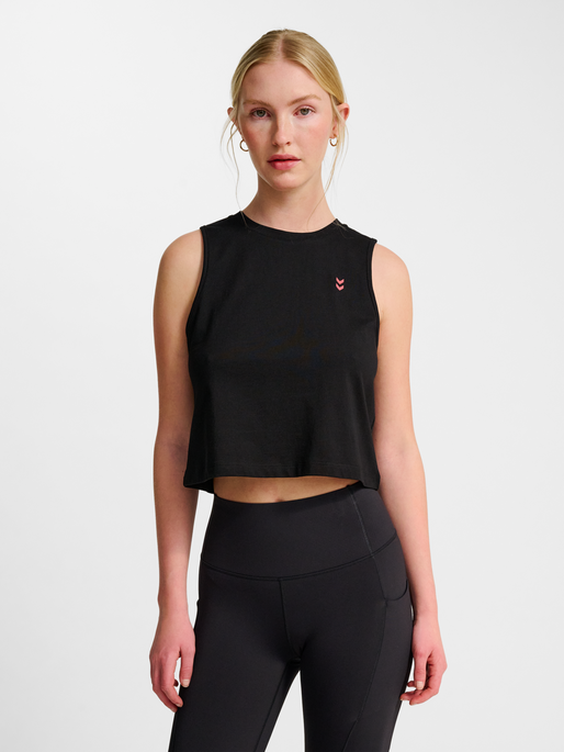 hmlHIIT CROPPED W MUSCLE TANK TOP, BLACK, model