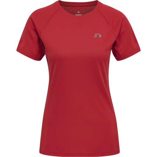WOMEN CORE RUNNING T-SHIRT S/S, TANGO RED, packshot