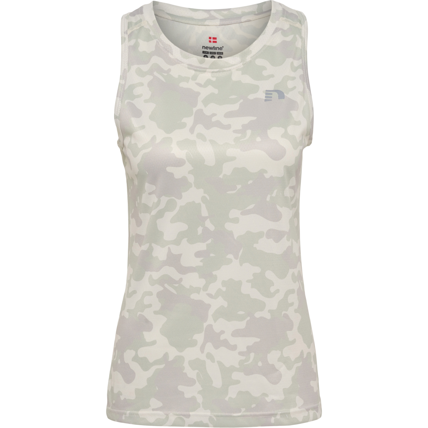 WOMEN RUNNING SINGLET, OYSTER MUSHROOM AOP, packshot