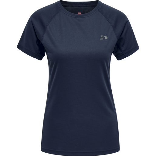 WOMEN CORE RUNNING T-SHIRT S/S, BLACK IRIS, packshot