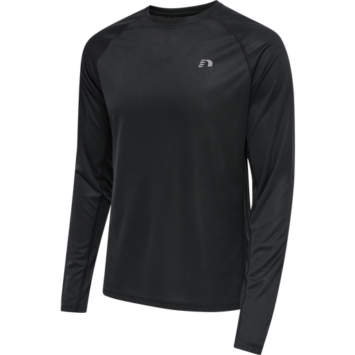 MEN CORE RUNNING T-SHIRT L/S, BLACK, packshot