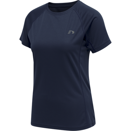 WOMEN CORE RUNNING T-SHIRT S/S, BLACK IRIS, packshot