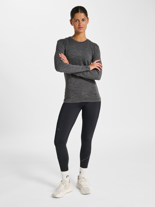 nwlTHERMA WOOL BLEND T-SHIRT L/S W, BLACK, model