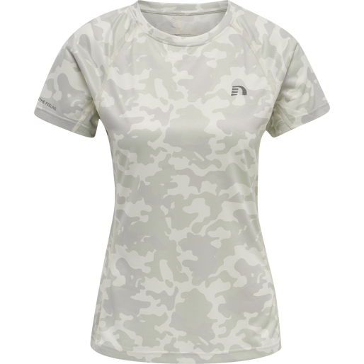 WOMEN RUNNING T-SHIRT S/S, OYSTER MUSHROOM AOP, packshot