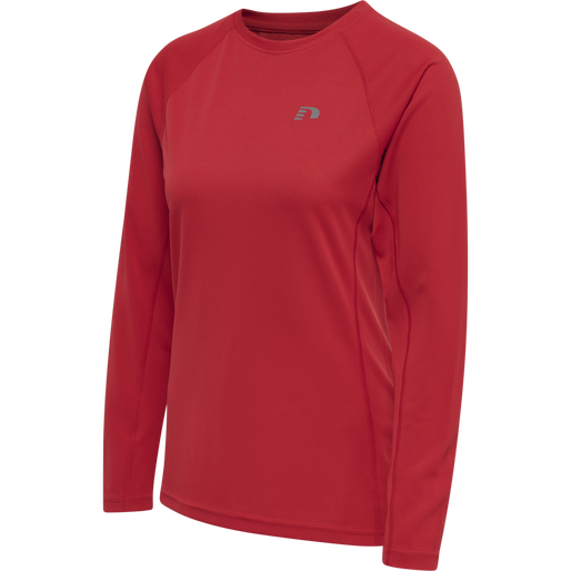 WOMEN CORE RUNNING T-SHIRT L/S, TANGO RED, packshot