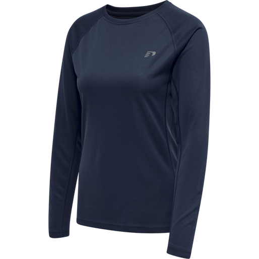 WOMEN CORE RUNNING T-SHIRT L/S, BLACK IRIS, packshot